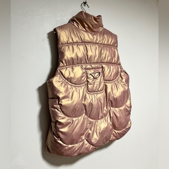 Metallic Rose Gold Puffer Vest – Women’s (Fits M/L) – Cinched Waist - Picture 9 of 9
